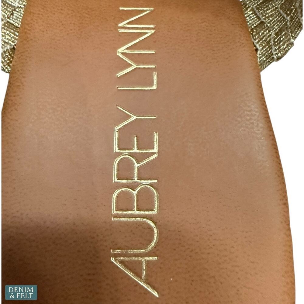 Aubrey Lynn Tan Woven Slide Sandals‎ Rhinestone Straps Boho Luxe Resort 9.5 - Picture 9 of 10